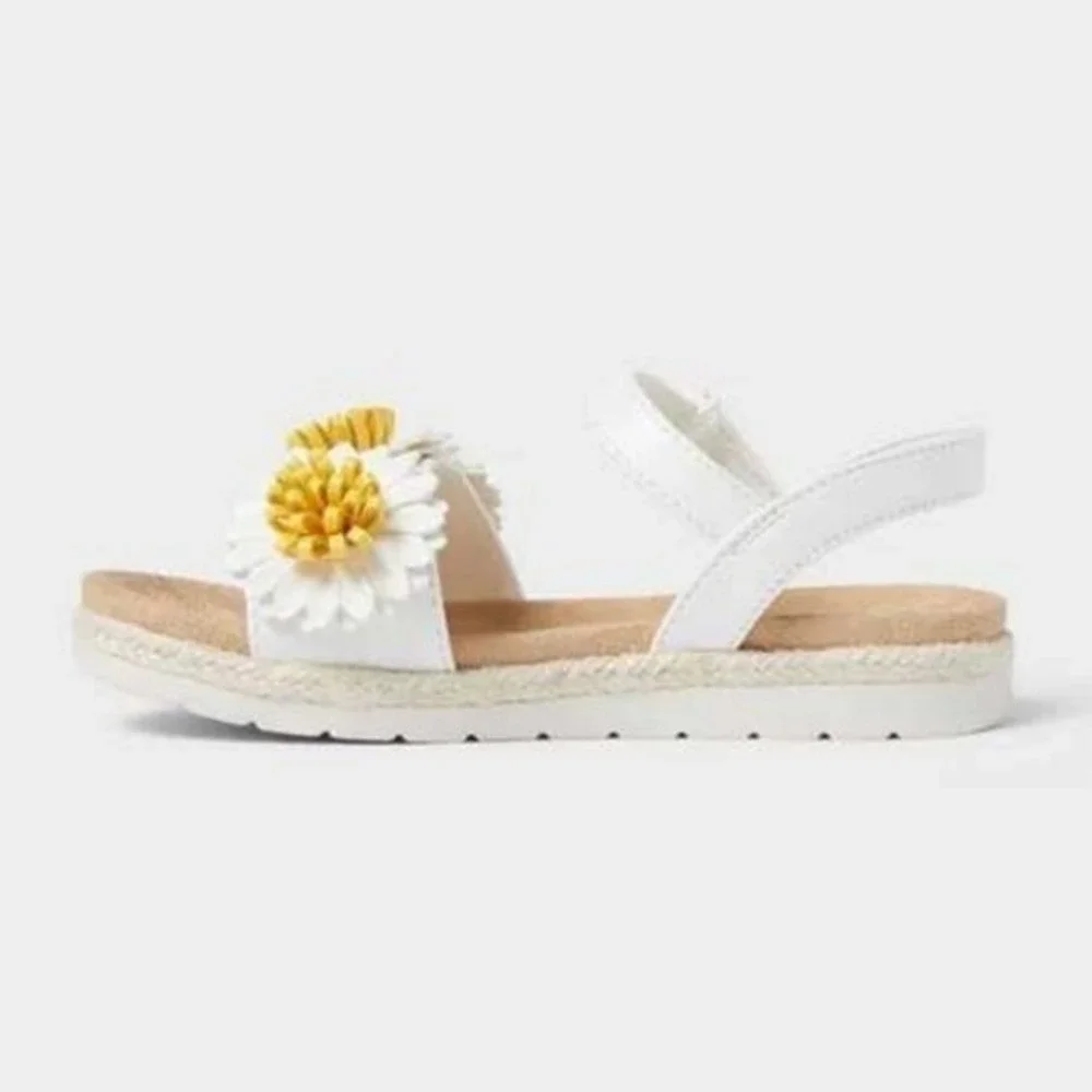 Baby Girl Sandals Cat & Jack Abbie Daisy White Size 5 New With Tags